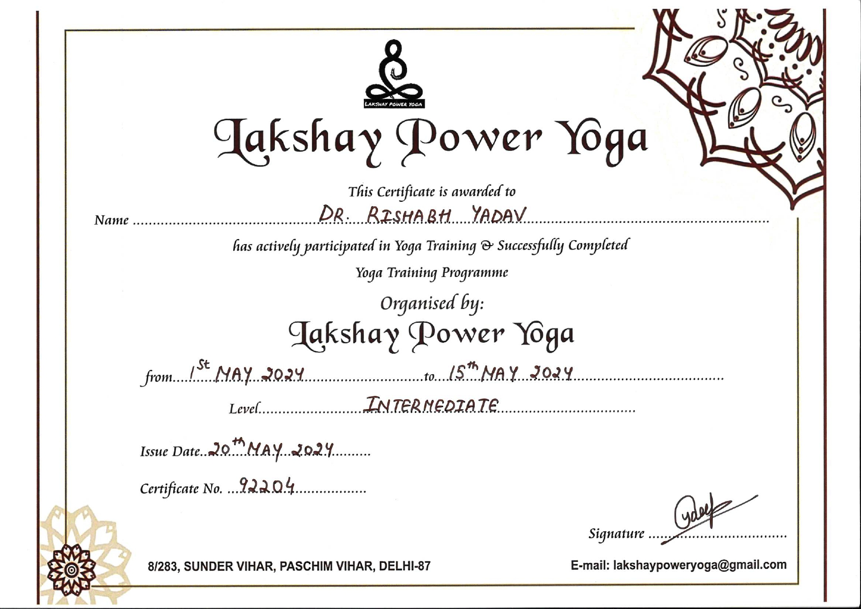 Intermediate Level Certificate